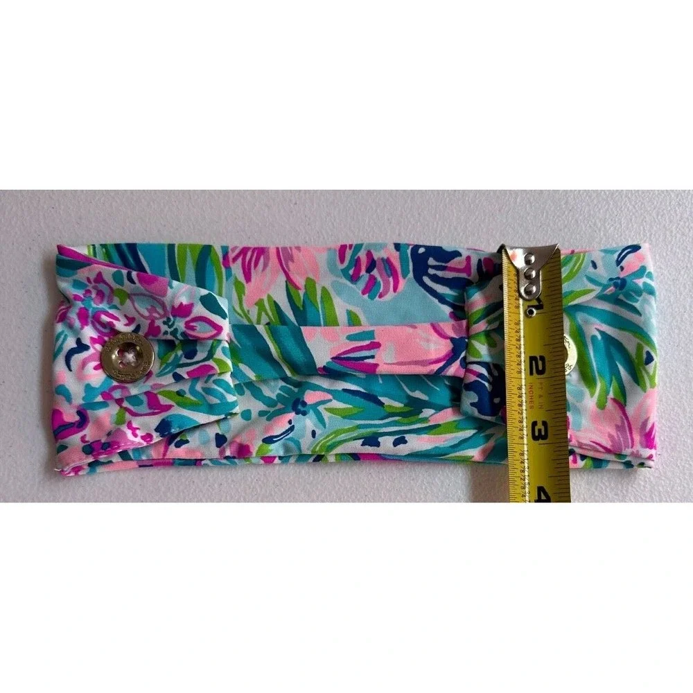 Lilly Pulitzer Chilly Lilly Headband Pink Blue Floral Button Gym Beach Yoga Chic